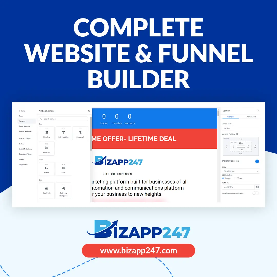 Bizapp247 offers a website and funnel builder for business with thousands of free templates to chosee from